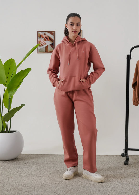 WOMEN PURE COMFORT COTTON FLEECE PEACH CORD-SET