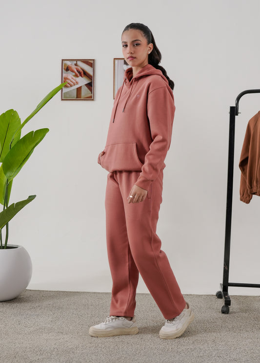 WOMEN PURE COMFORT COTTON FLEECE PEACH CORD-SET