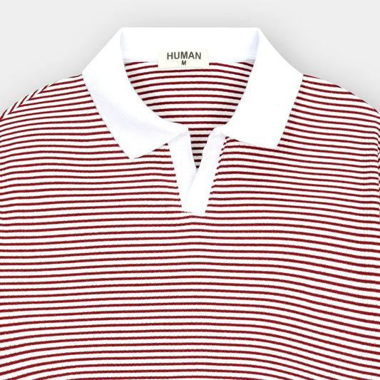 WINE RED STRIPE JOHNNY COLLAR POLO
