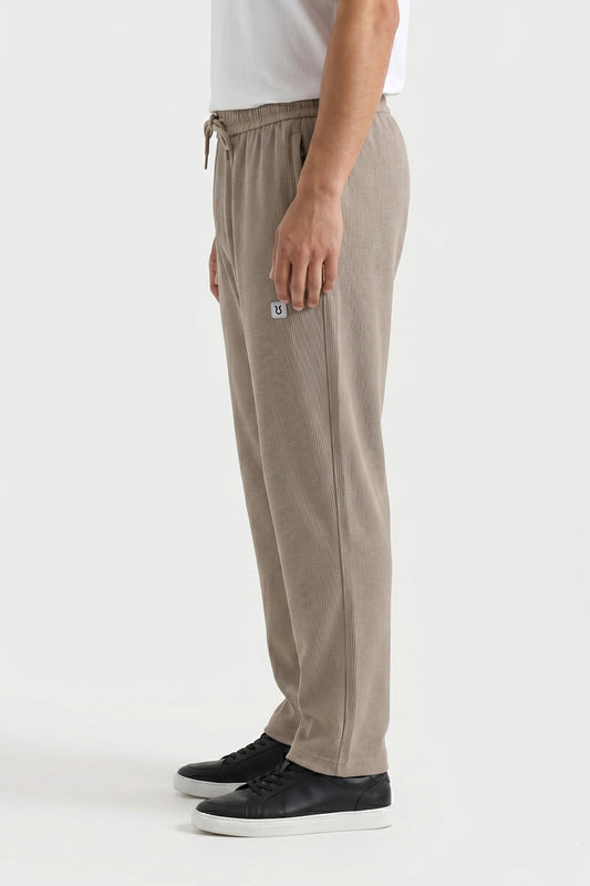 SAND BEIGE WAFFLE KNIT TROUSER