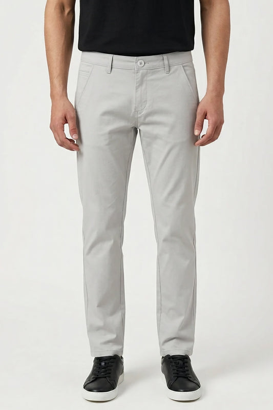 GREY STRETCH CHINO PANTS