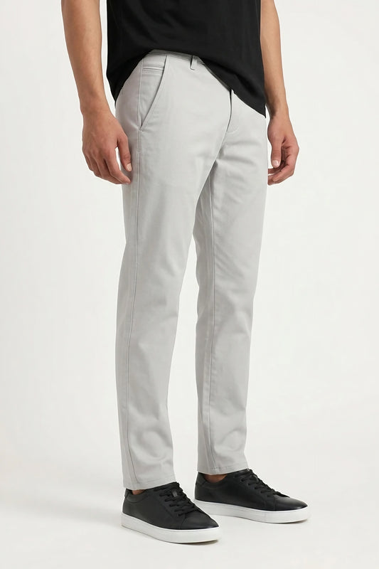 GREY STRETCH CHINO PANTS