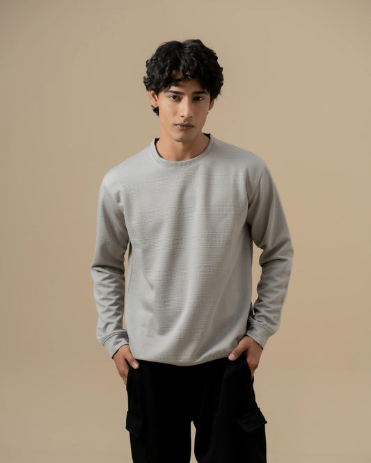 SILVER GREY JACQUARD SWEATSHIRT
