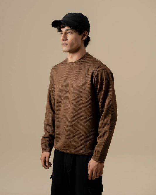 BROWN WEAVE SWEATSHIRT