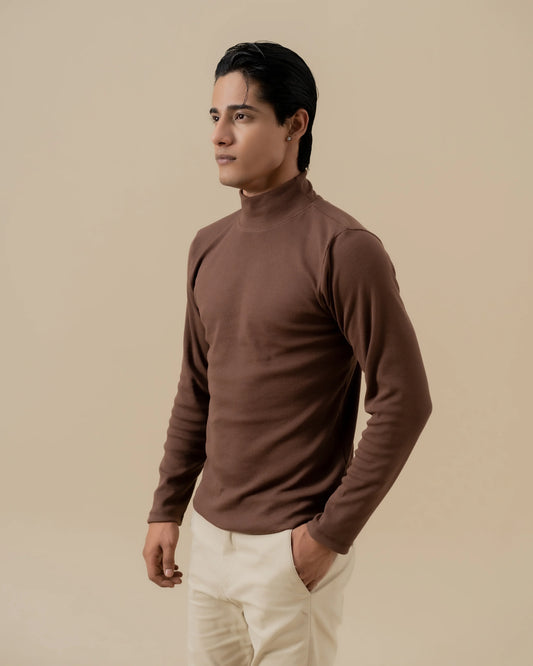 BROWN MOCK NECK