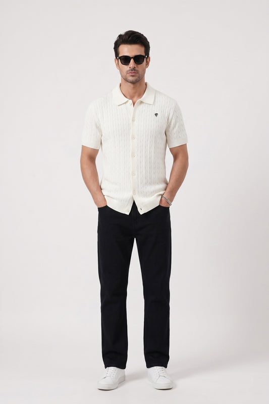 OFF WHITE CABLE KNIT SHIRT