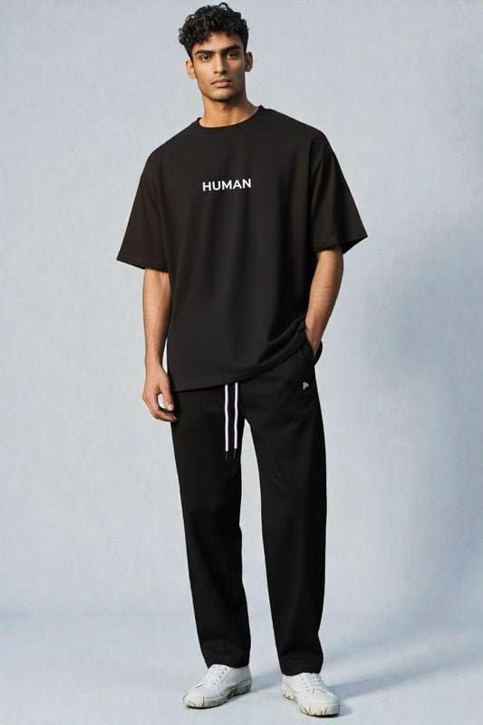 BLACK COTTON LYCRA TRACKSUIT