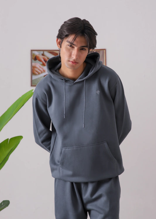 PURE COMFORT COTTON FLEECE SLATE GREY CORD-SET