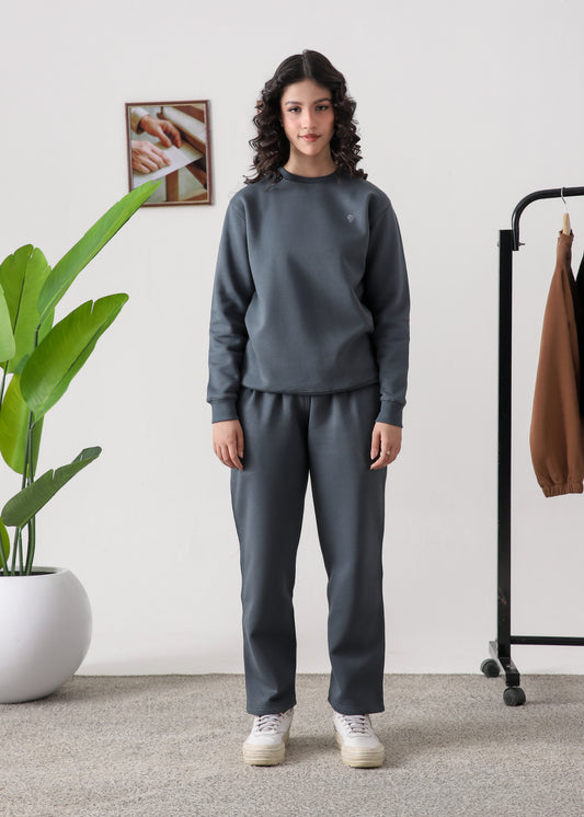 WOMEN PURE COMFORT COTTON FLEECE SLATE GREY TRACKSUIT