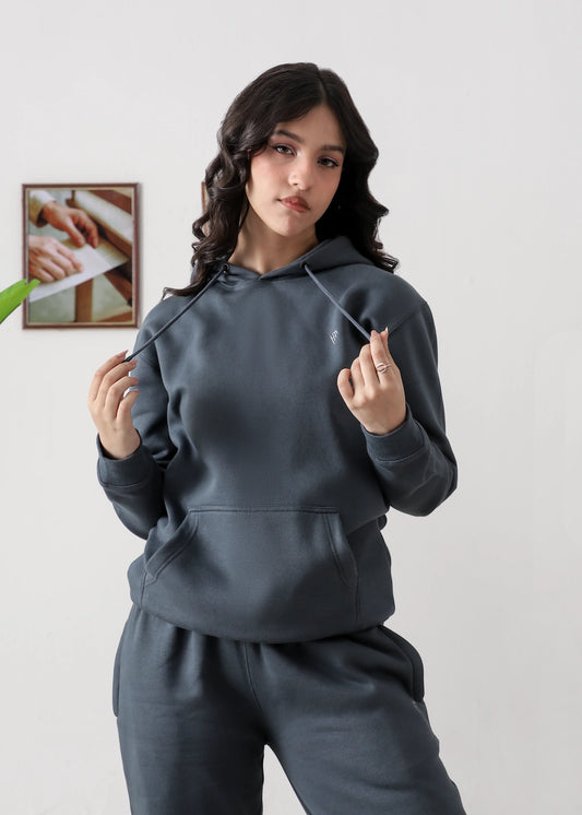 WOMEN PURE COMFORT COTTON FLEECE SLATE GREY CORD-SET