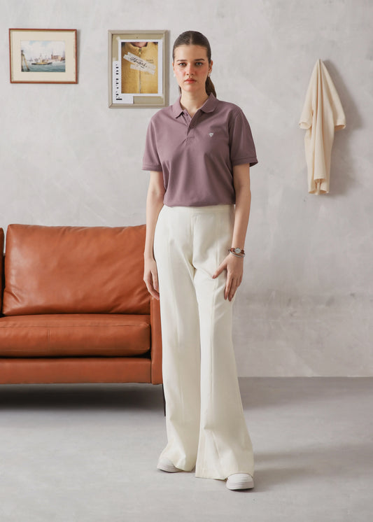 WOMEN MAUVE BASIC POLO