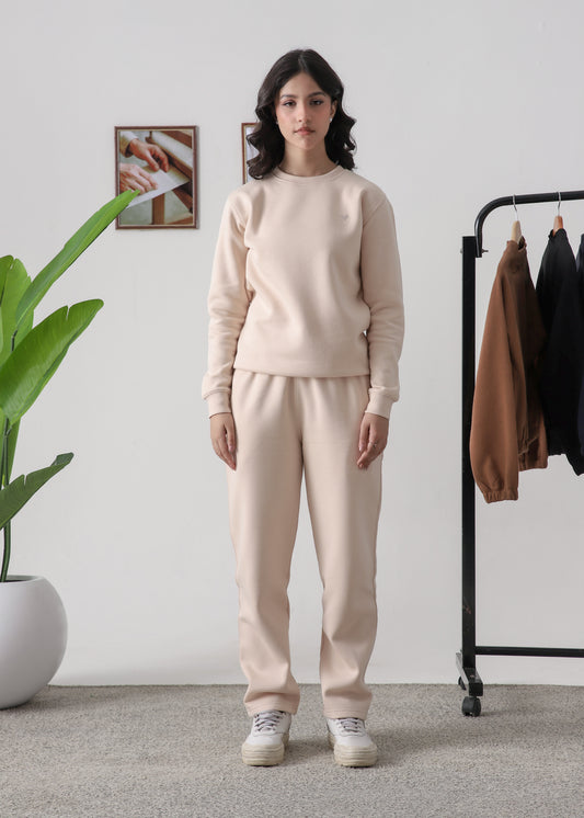 WOMEN PURE COMFORT COTTON FLEECE OFF WHITE TRACKSUIT