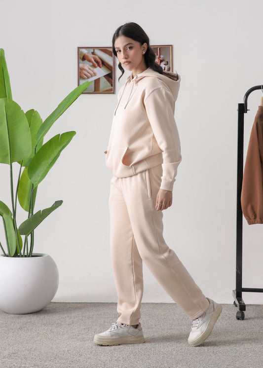 WOMEN PURE COMFORT COTTON FLEECE OFF WHITE CORD-SET
