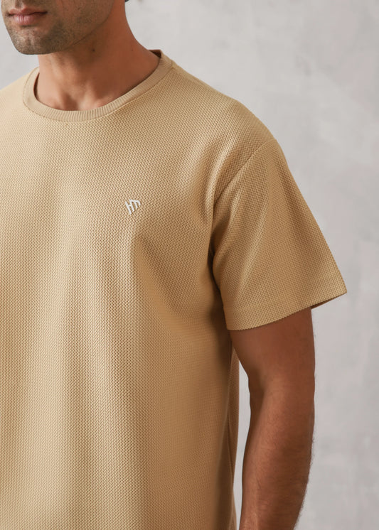 BEIGE WAFFLE KNIT TRACKSUIT