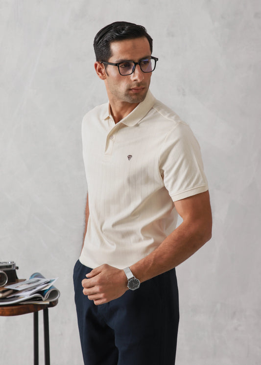 OFF WHITE DROP NEEDLE POLO