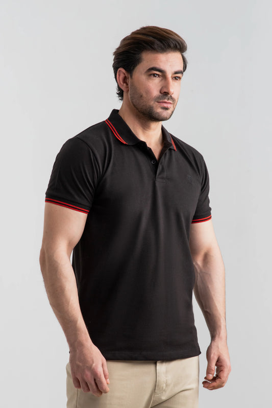 BLACK TIPPING POLO