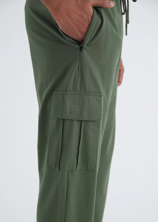 OLIVE JERSEY CARGO TROUSER