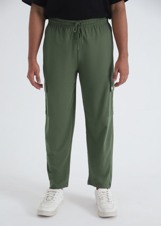 OLIVE JERSEY CARGO TROUSER