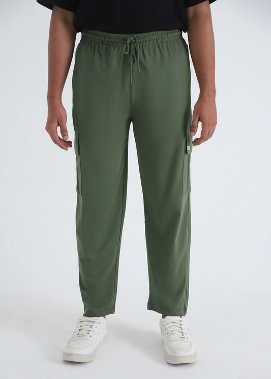 OLIVE JERSEY CARGO TROUSER