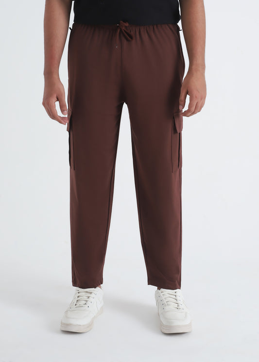 CHOCOLATE BROWN JERSEY CARGO TROUSER