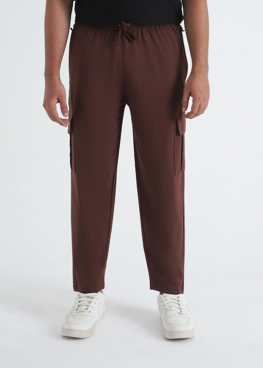 CHOCOLATE BROWN JERSEY CARGO TROUSER