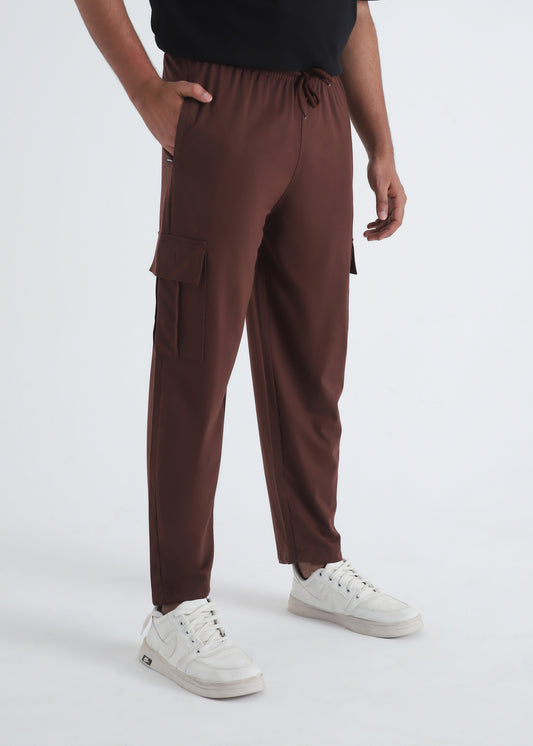 CHOCOLATE BROWN JERSEY CARGO TROUSER