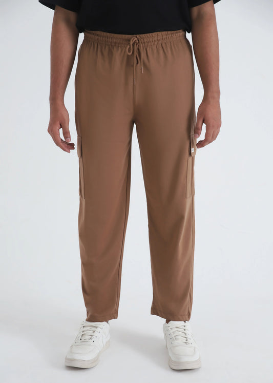 LIGHT BROWN JERSEY CARGO TROUSER