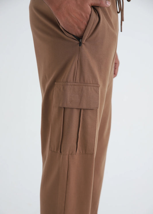 LIGHT BROWN JERSEY CARGO TROUSER