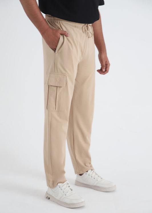BEIGE JERSEY CARGO TROUSER