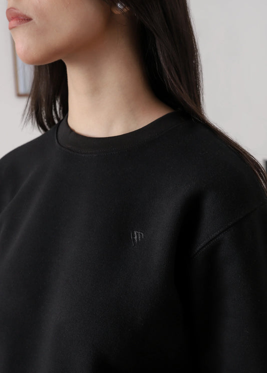 WOMEN PURE COMFORT COTTON FLEECE BLACK TRACKSUIT