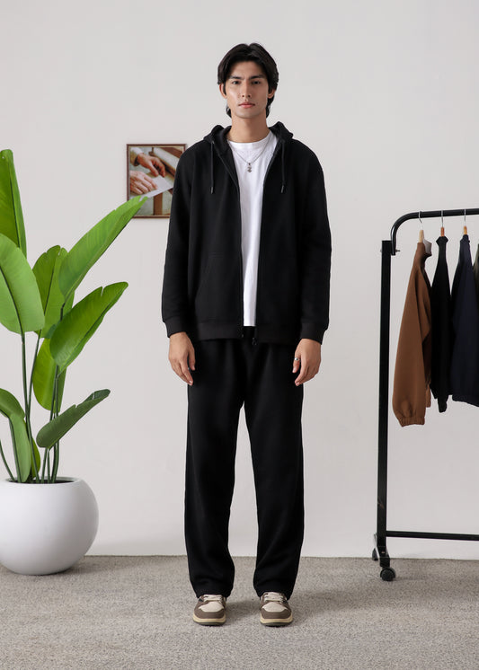 PURE COMFORT COTTON FLEECE BLACK CORD-SET