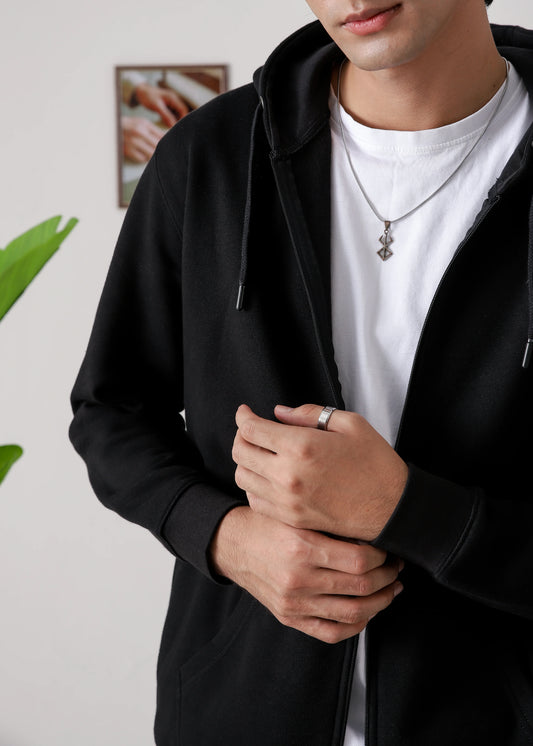 PURE COMFORT COTTON FLEECE BLACK CORD-SET