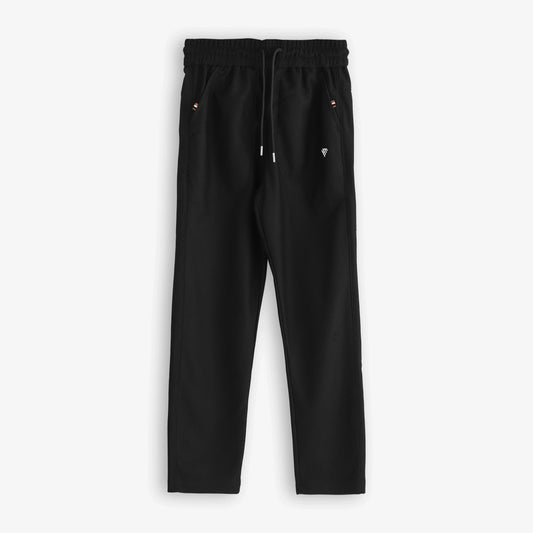 BLACK WAFFLE KNIT TROUSER