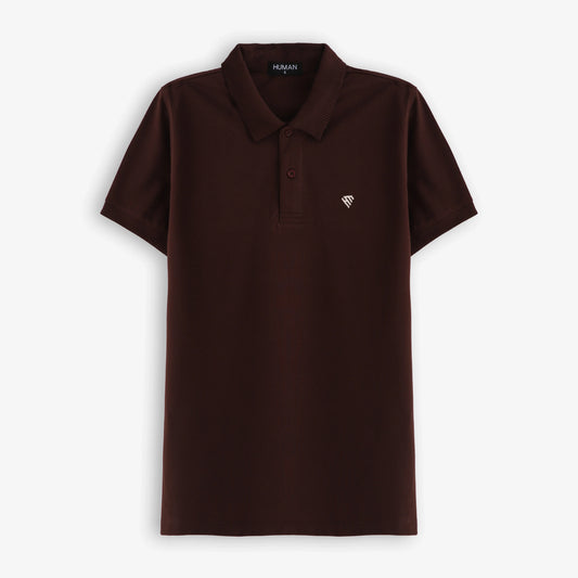 WOMEN CHOCOLATE BROWN BASIC POLO