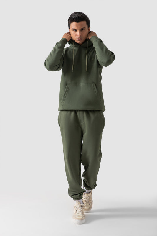 OLIVE GREEN FLEECE CO-ORD SET