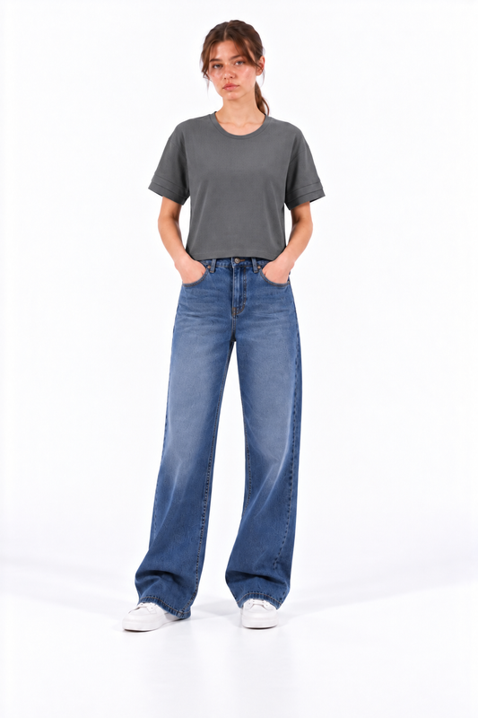 CHARCOAL GREY BOXY FIT TEE