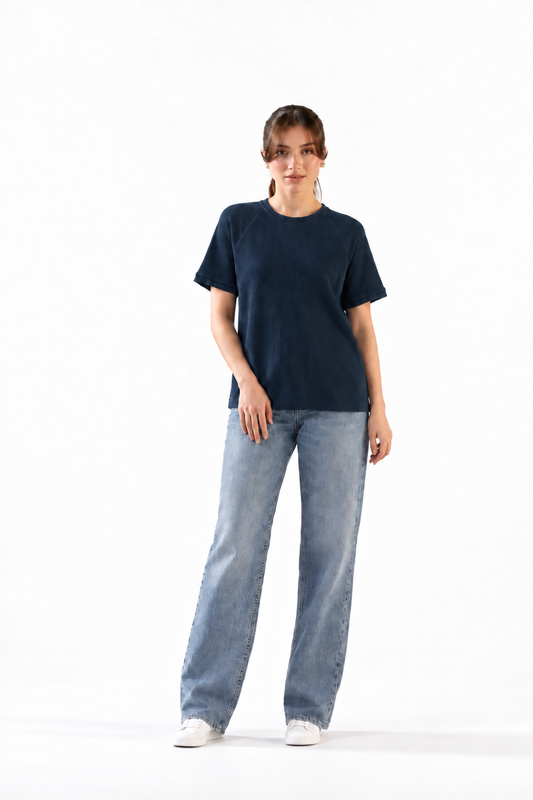 PAGEANT BLUE RAGLAN BOXY FIT TEE KTP-200