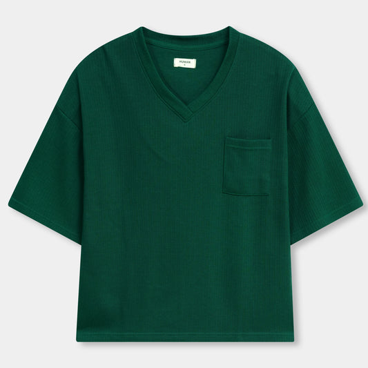 RAIN FOREST V NECK POCKET TEE
