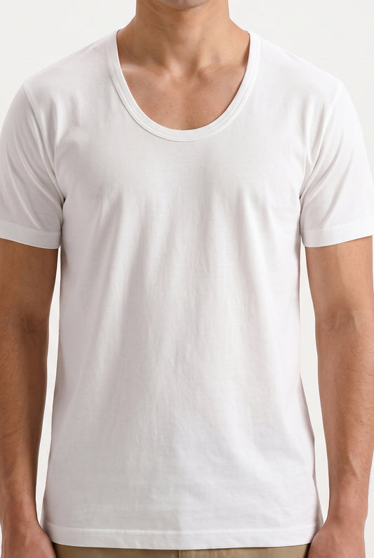 WHITE DEEP NECK VEST