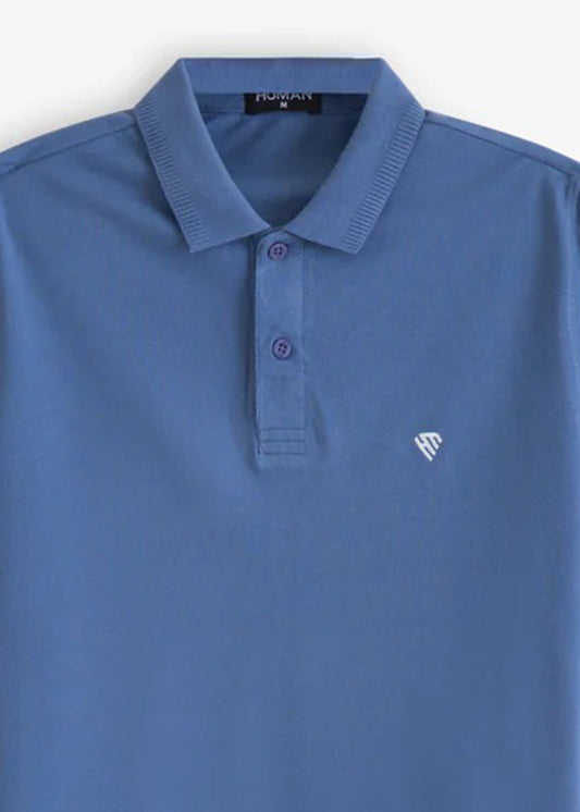 WOMEN DENIM BLUE BASIC POLO