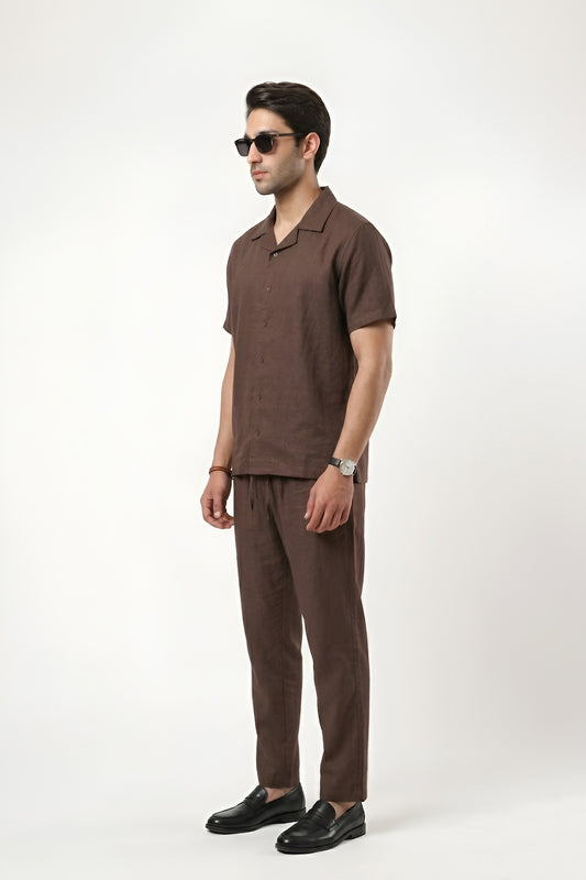 CHOCOLATE BROWN IRISH LINEN CORD SET