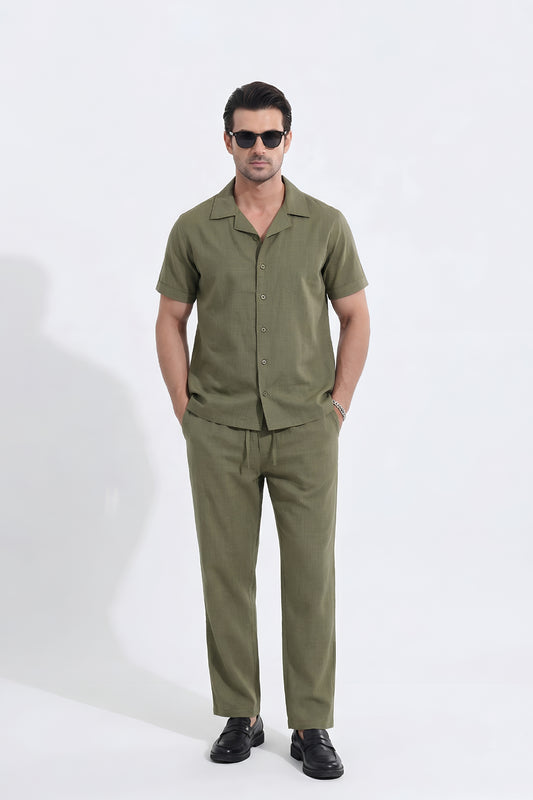 OLIVE IRISH  LINEN CORD SET