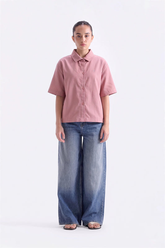 FOXGLOVE TEXTURE BOXY FIT SHIRT