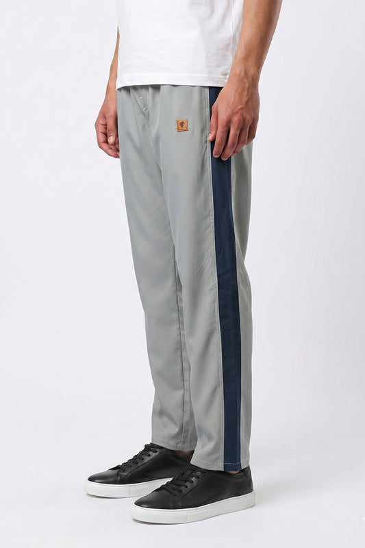 LIGHT GREY CONTRAST PANEL WOVEN TROUSER
