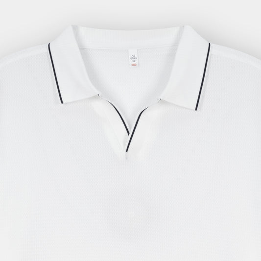 WHITE TEXTURED JOHNNY COLLAR POLO