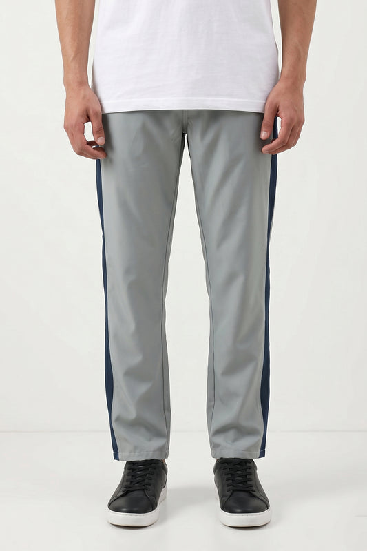 LIGHT GREY CONTRAST PANEL WOVEN TROUSER