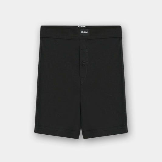 BLACK SEAMLESS RIB KNIT BOXER