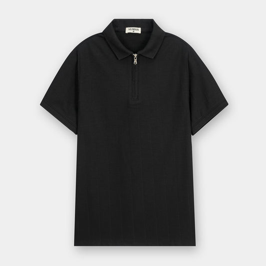 BLACK DROP NEEDLE ZIP POLO