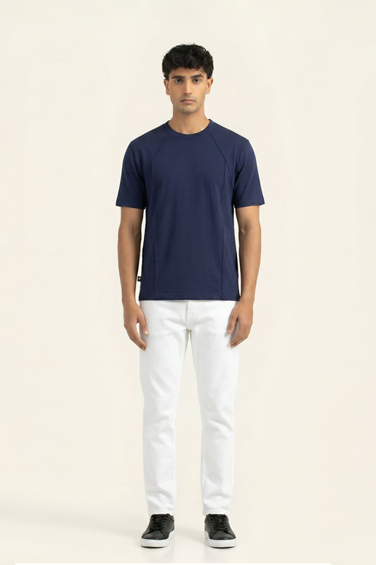 NAVY BLUE MODULAR COTTON TEE