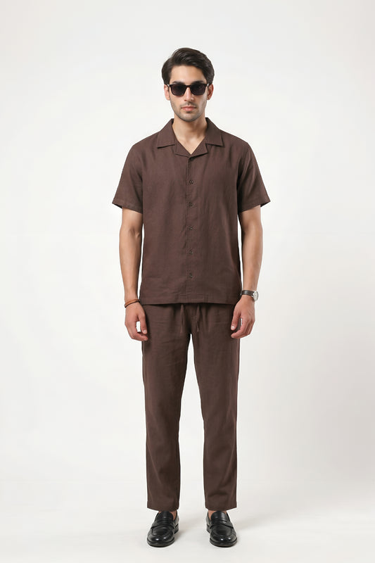 CHOCOLATE BROWN IRISH LINEN CORD SET
